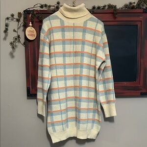 ADORA Turtleneck sweater Dress- Cream, Blue, and Orange